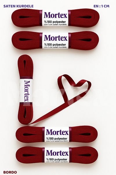 Mortex Burgundy Satin Ribbon 1cm 10Mt - Ribbon for Bohça, Wedding, Engagement, Dowry, Gift, Decoration
