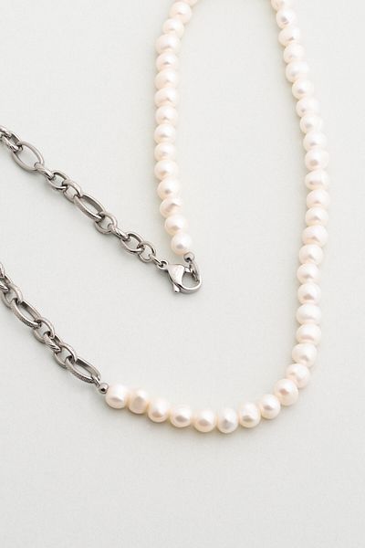 So CHIC... Modern Design Men's 50 cm Steel Pearl Necklace