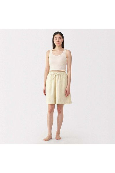 Muji Cotton Stretch Ribbed Cropped Bra Tank Top