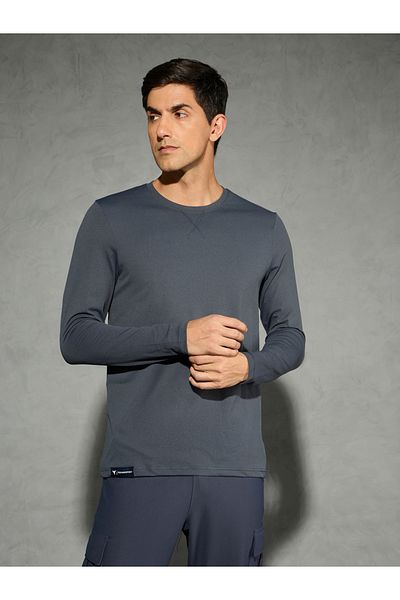 Technosport By Styli Solid Round Neck Long Sleeve T-Shirt