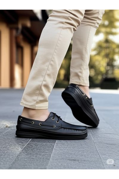 Liarca All Genuine Leather Guaranteed Comfortable Casual Loafer Boat Style Comfortable Men's Orthopedic Sole Shoes