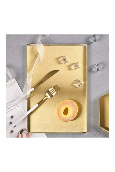 COOYA Square Tray ,Stainless Steel,Unique Craftsmanship,Polished Surface,Gold, 600 L,20.2x20.2x1.5cm