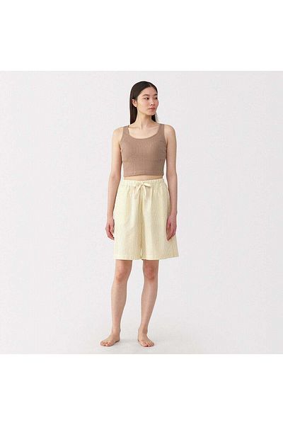 Muji Cotton Stretch Ribbed Cropped Bra Tank Top