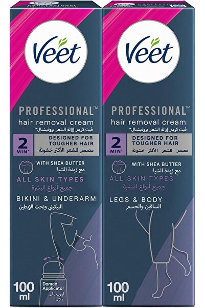 Veet كريم إزالة الشعر برائحة زبدة الشيا، منعش كالحرير، 100 مل × 2