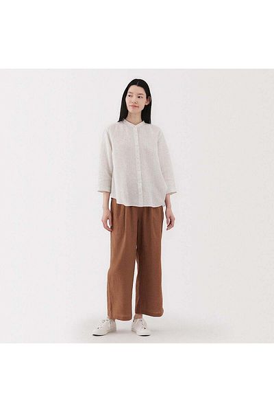 Muji Washed Linen Easy Wide Pants