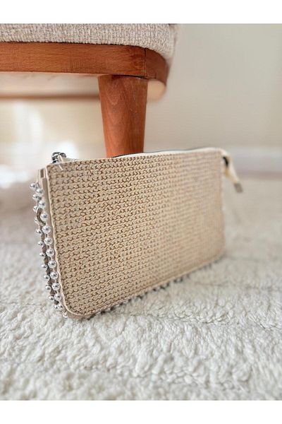 Z&M COLLECTION BAG SHOPPİNG Geantă portofel pentru femei cu curele încrucișate cu margele argintii