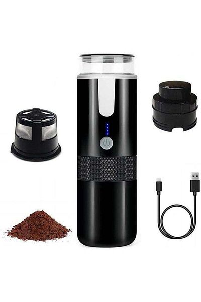 fulina 170ML Portable Espresso Machine,1200mAh Rechargeable Handheld, for Capsules Ground Coffee,Black
