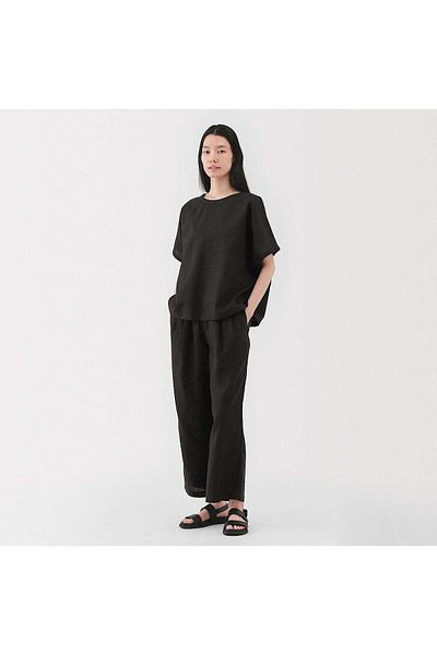 Muji Washed Linen Easy Wide Pants
