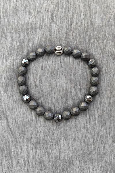Chavin Elastic Natural Hematite Stone Men's Bracelet Ey28