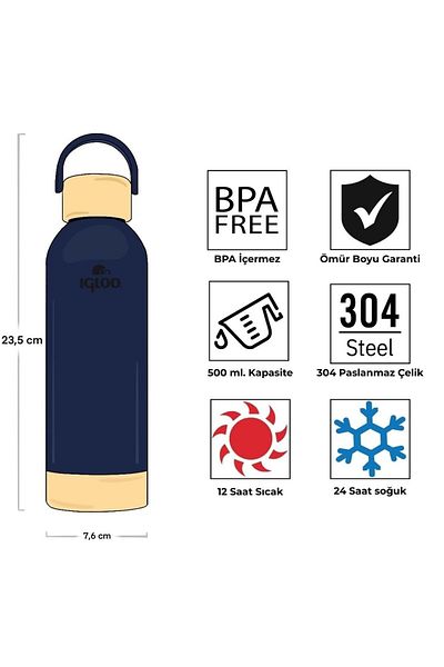 IGLOO Hydrate Pro Botte 500ml Thermos Flask Dark Blue