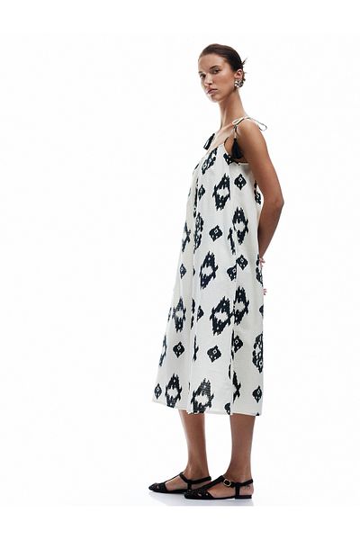 Koton Cotton Ethnic Pattern Long Slim Strap Dress
