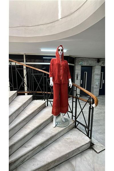 EREN STYLE طقم سترة بقلنسوة بوهيمية إيطالية مع بنطلون مموج