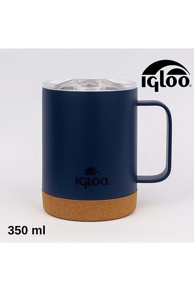 IGLOO Cork Mug 350ml Thermos Mug Cup Flask Navy Blue