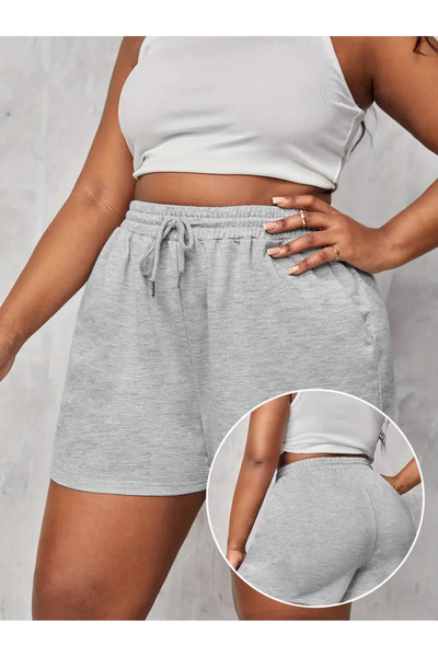 LAUSRA Γυναικείο ελαστικό άνετο σορτς σε γκρι χρώμα, ιδανικό για να φορεθεί σ...