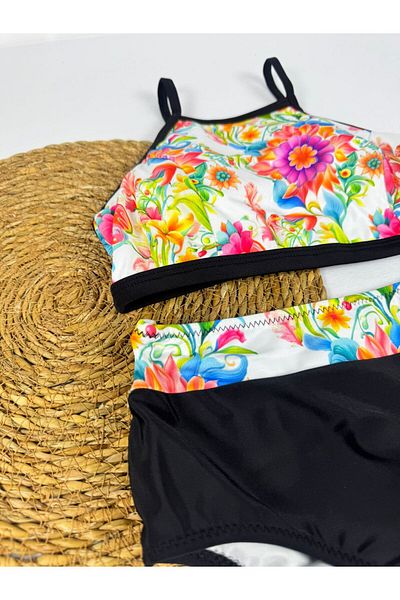 FUNELLA Women's Stylish Ethnic Patterned Crop Bikini Set