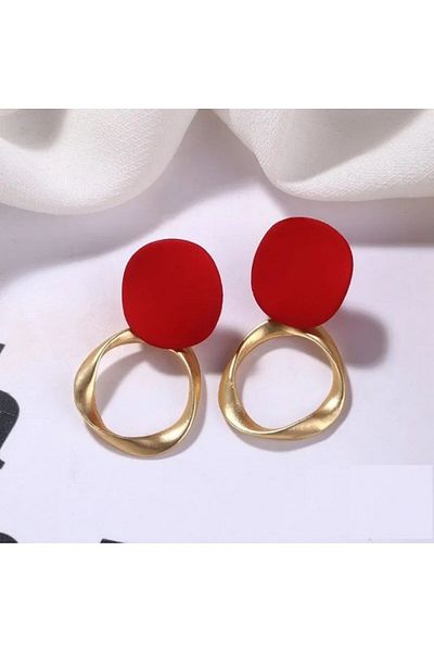 Kelan Red and gold round fashion earrings – Circle Passion