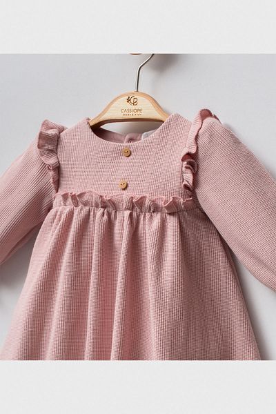 Cassiope Baby Girl Dress with Ruffled Collar and Long Sleeves