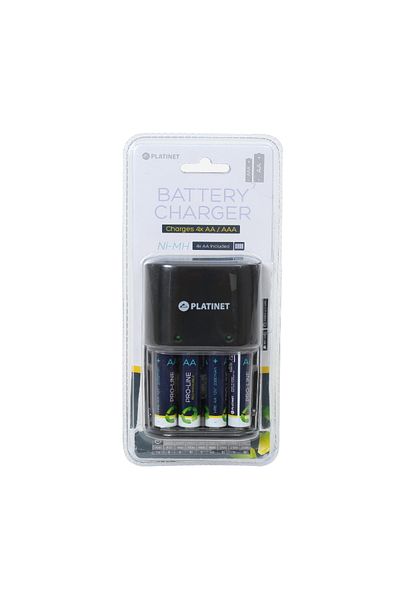 Platinet Încărcător universal +4 baterii HR6(AA) 2000 mAh Negru - PACR64