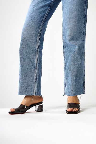 Limoya Persa Black Transparent Banded Transparent Heeled Women's Slippers