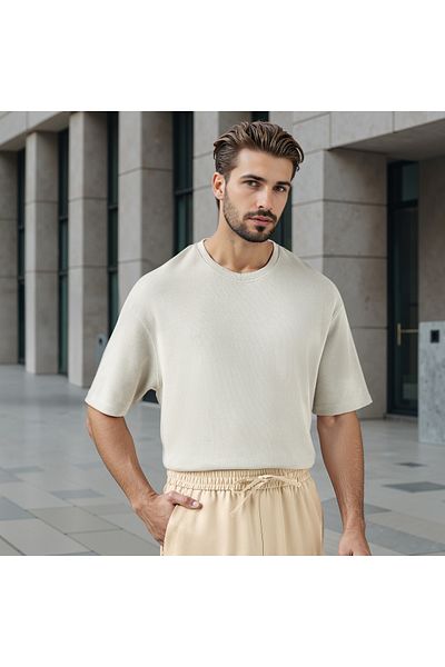 Iconic Iconic Textured Round Neck T-shirt