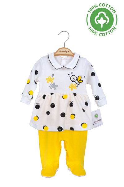 ciccimbaby Baby Girl Jumpsuit 100% Cotton Cute Bee Pattern 3-12 Months