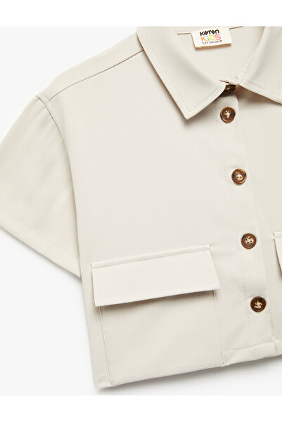 Koton Viscose Blend Short Sleeve Button Crop Shirt
