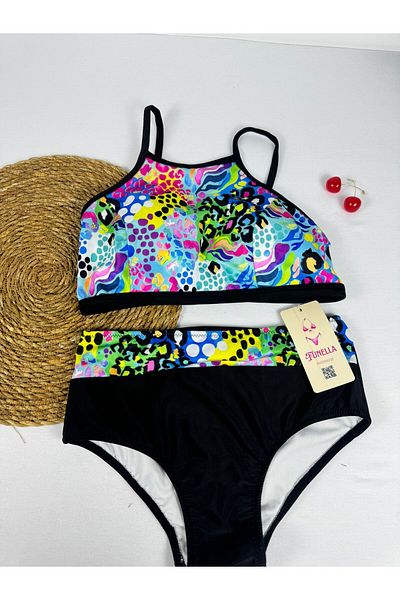 FUNELLA Women's Stylish Ethnic Patterned Crop Bikini Set