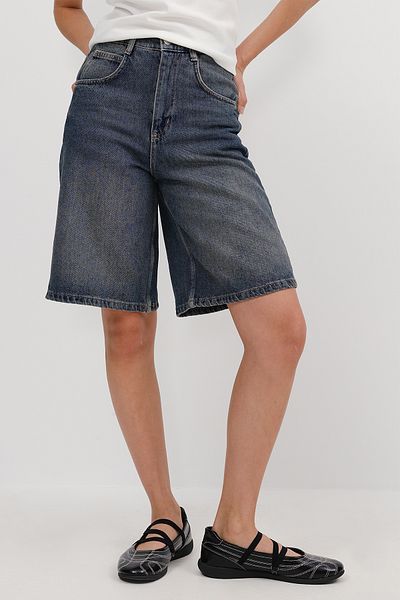 Addax Pantaloni scurți din denim Bermuda cu detaliu curea Ş476-PNİ