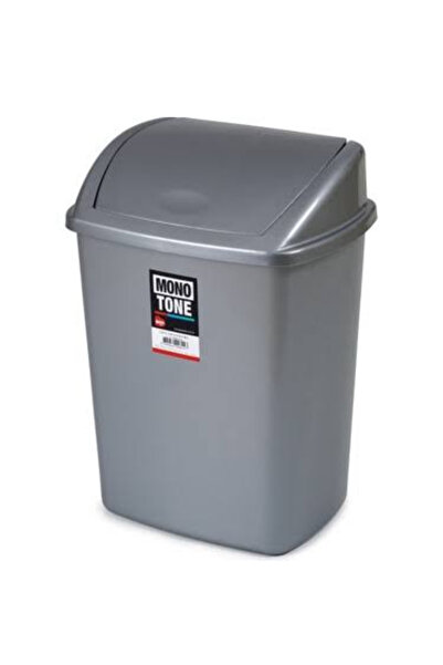 Mono Tone 40 Liter Plastic Trash Can with Click Lid No: 5 Gray - Bo843
