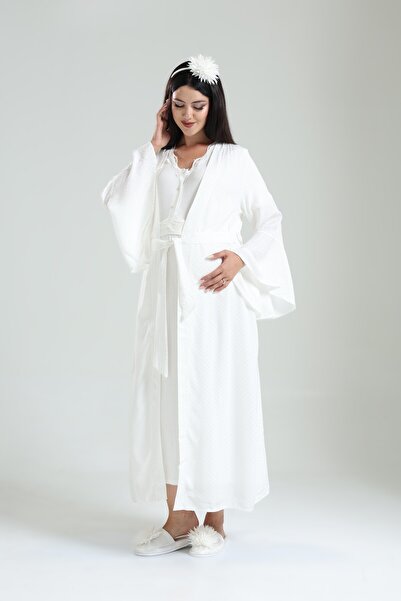 Pelin طقم ملابس نوم للحوامل من الدانتيل من Tuba Ecru للسيدات