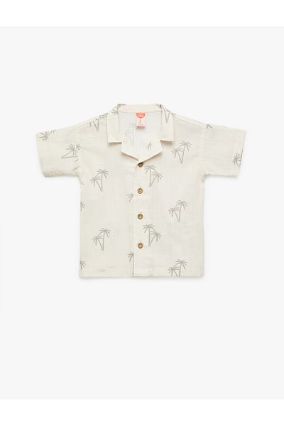 Koton Palm Printed Short Sleeve Cotton Shirt