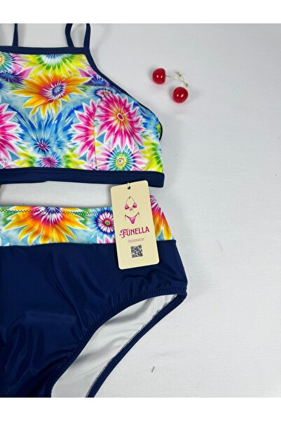 FUNELLA Women's Stylish Ethnic Patterned Crop Bikini Set