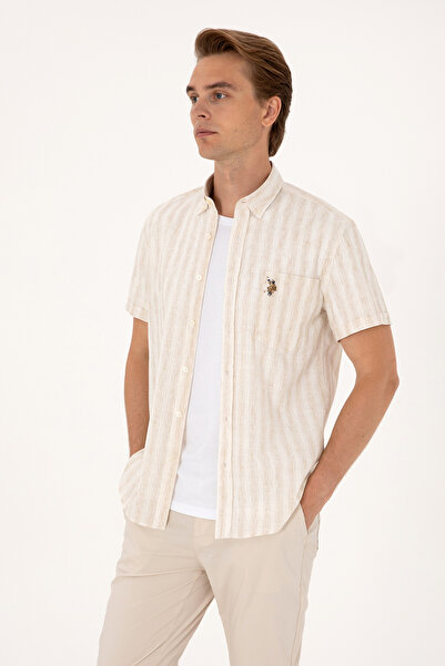 U.S. Polo Assn. Men's Camel Short Sleeve Shirt 50299600-Vr015