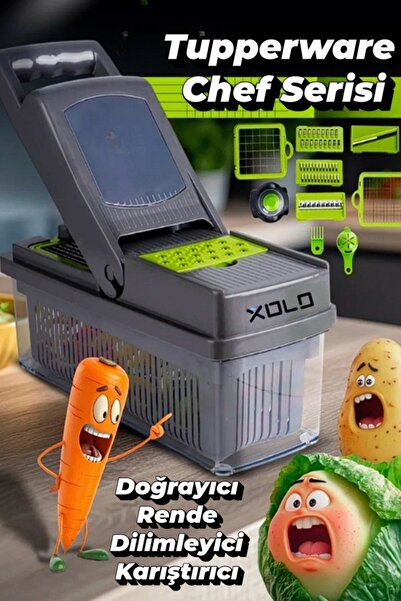 xolo Mutfak Şefi 10 in 1 Hazneli Sebze Doğrayıcı Dilimleyici Kesici Çok Fonksiyonlu Rende Seti