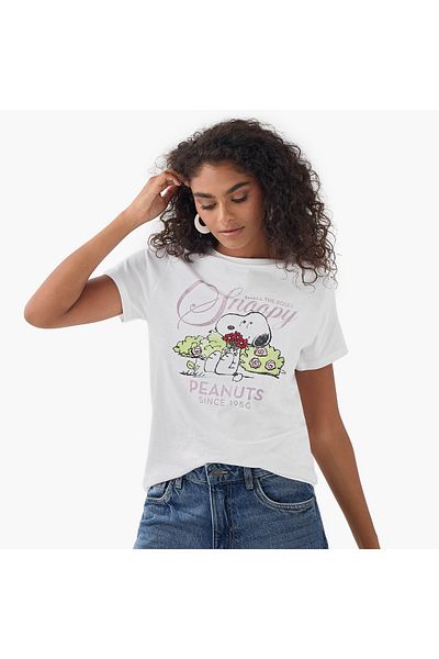 SP Characters Snoopy Print Crew Neck T-shirt
