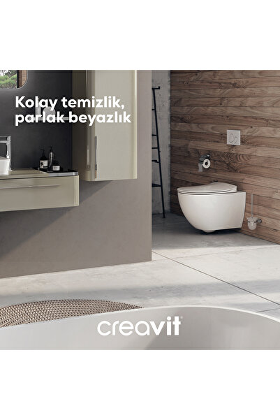 Creavit Free Rim-Off Thermoplast Yavaş Kapanan Klozet Kapaklı Beyaz Set