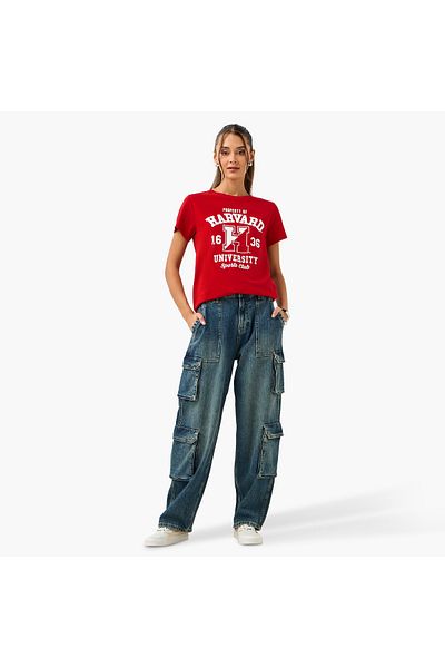 SP Characters Varsity Print Crew Neck T-shirt