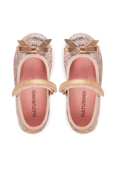 Naturino Balerini pentru fete albi NATURINO-4000713 07 CLARIES 2 PAILLETTES FLASH PINK M