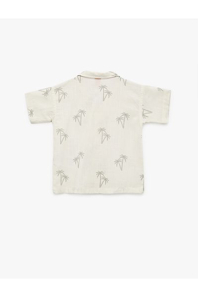 Koton Palm Printed Short Sleeve Cotton Shirt