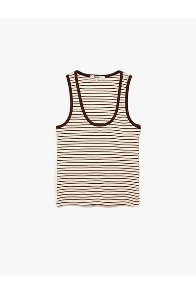 Koton Cotton Slim Fit U Neck Striped Undershirt