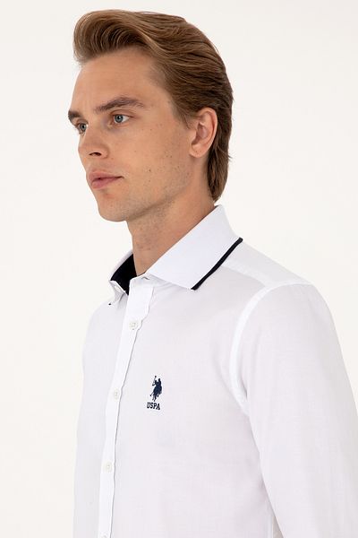 U.S. Polo Assn. Men's White Long Sleeve Shirt 50300225-Vr013