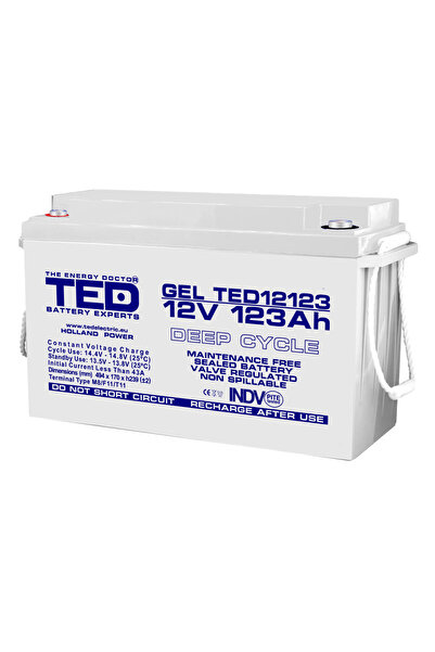 TED Electric Baterie reîncărcabilă M8 12V staționară VRLA GEL 123Ah Deep Cycl...