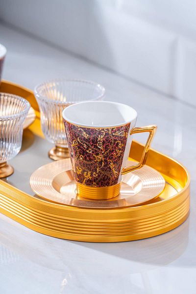 ACAR Cuba 2-Person Coffee Cup Set with Glass Tray - 90 ml