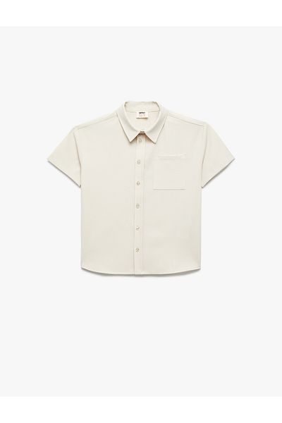 Koton Button Pocket Viscose Blend Basic Short Sleeve Shirt