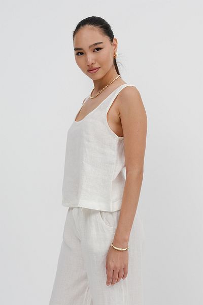 Addax U Neck Linen Tank Top A17386