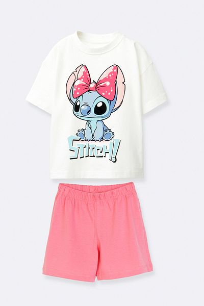 DMB BOYS & GIRLS Stitch Printed Cotton Shorts Girl's Set