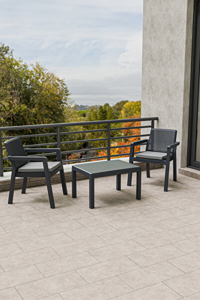 Çavdar Group Prestij 1+1 Sehpa Minderli 2 Kişilik Bistro Set Bahçe Balkon Ter...