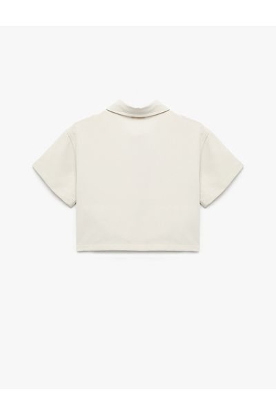 Koton Viscose Blend Short Sleeve Button Crop Shirt