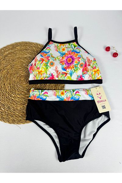 FUNELLA Women's Stylish Ethnic Patterned Crop Bikini Set