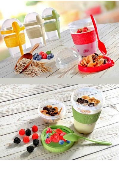 YOMNA Take'n Go Prepare and Go Fruit Yogurt Container with Lid and Spoon 600 ml
